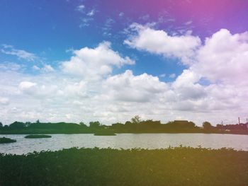 Scenic view of lake against sky