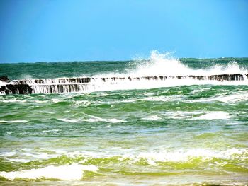 Scenic view of sea against clear sky