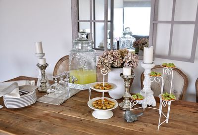 Bottles on table at home