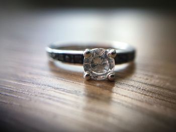 Close-up of ring on table