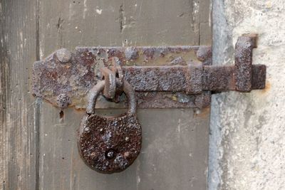 Close-up of rusty metal door