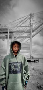 Portrait of boy standing in winter