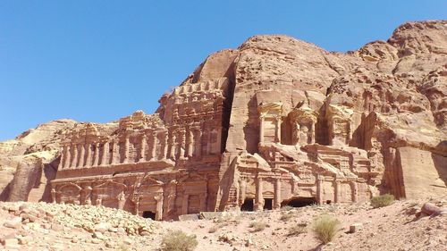 Old ruins of temple against clear sky