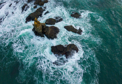 High angle view of wave in sea