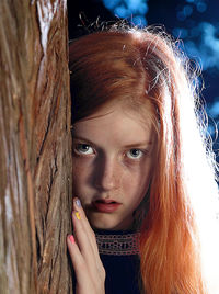 Close-up portrait of a beautiful young woman