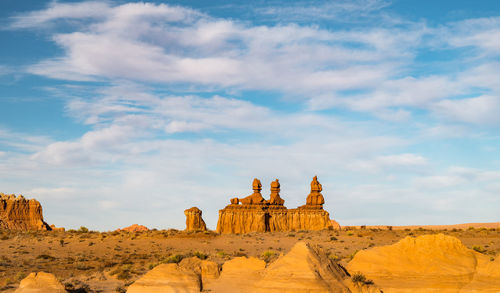 The three sisters rock formations at goblin valley state park in utah. high quality photo