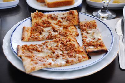 Close-up of food in plate on table