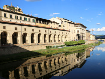 Reflection of building in lake