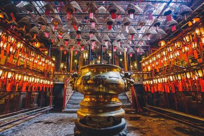 Illuminated christmas lights in building