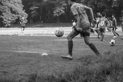 Boy playing in park