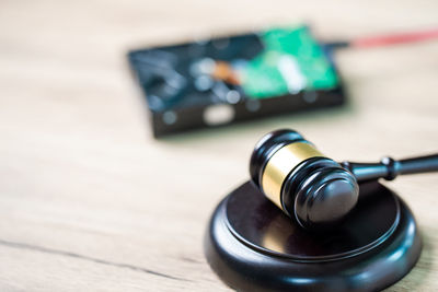 High angle view of black coffee on table