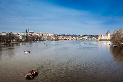 The beautiful old town of prague city and the vltava river