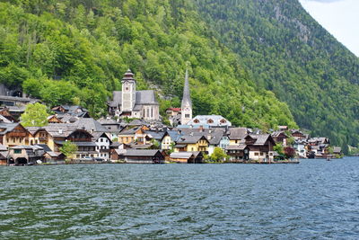 Scenic view of hallstatt lake in austria