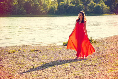 Woman standing on beach