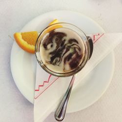 High angle view of coffee on table