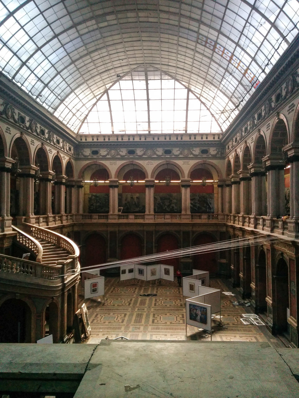 indoors, architecture, built structure, arch, ceiling, interior, window, architectural column, skylight, history, building, day, architectural feature, corridor, old, in a row, no people, incidental people, empty, building exterior