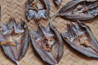 High angle view of fish for sale