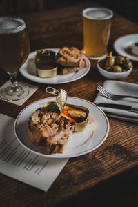 High angle view of food on table