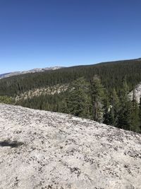 Scenic view of landscape against clear blue sky