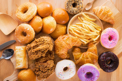 High angle view of food on table