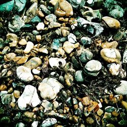 Full frame shot of pebbles on shore