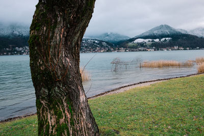 Scenic view of lake against sky