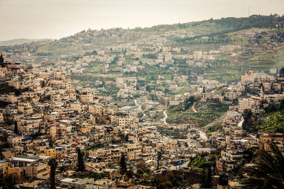 High angle view of buildings in city