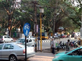 Cars on road in city