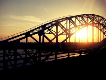 Suspension bridge at sunset