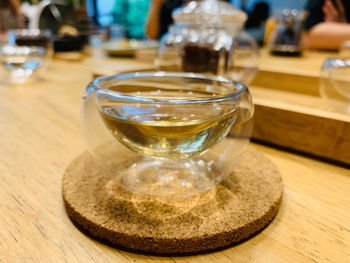 Close-up of drink in glass on table