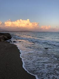 Scenic view of sea during sunset