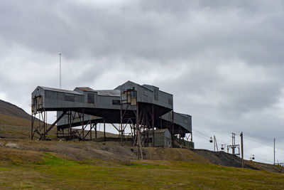 Low angle view of abandoned building svalbard 