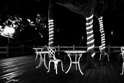 Empty benches at night