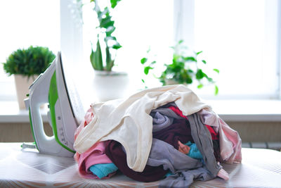 Pile of clothes ready for laundry or ironing