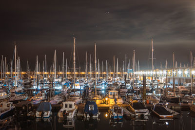 Panoramic view of sea against sky at night