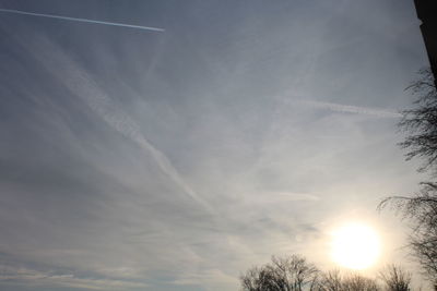 Low angle view of vapor trail in sky