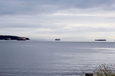 Scenic view of sea against cloudy sky