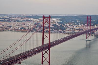 High angle view of suspension bridge