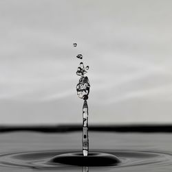 Close-up of drop falling on water