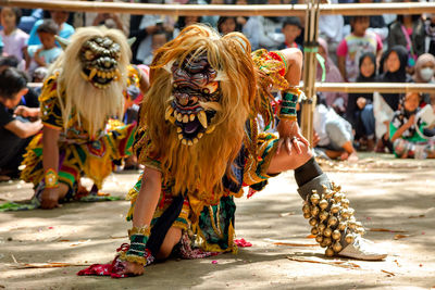 Traditional javanese dancing the rampak buto dancing 