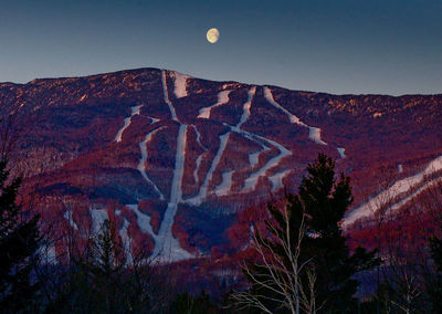 View of illuminated mountain at night