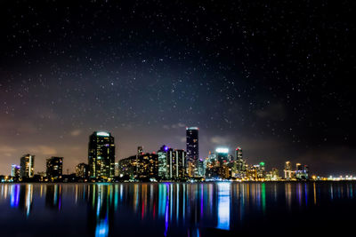 Illuminated city at night