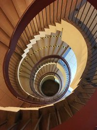 High angle view of spiral stairs