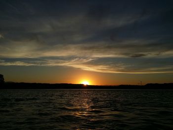 View of calm sea at sunset