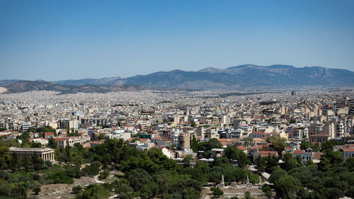 High angle view of townscape against sky