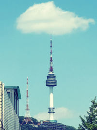 Low angle view of tower against sky