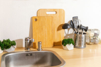 Close-up of sink in bathroom