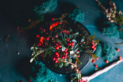 Close-up of christmas decorations on table