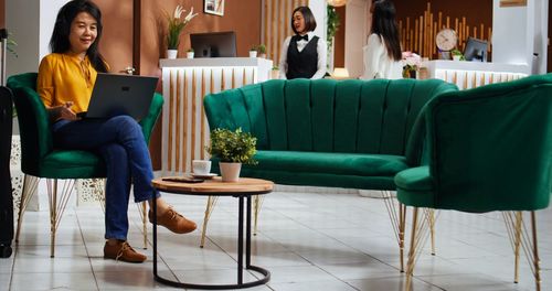 Young woman sitting on chair