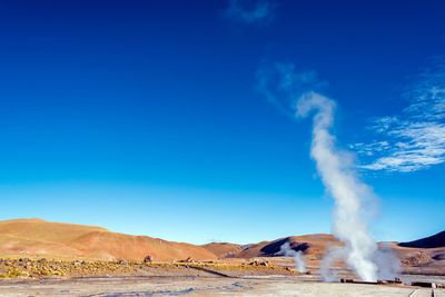 Scenic view of landscape against blue sky